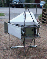 The hog resting on its side on the new cradle