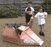 The Hog showing of its new paint job to the kids