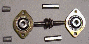 The idler shaft bearings with their spacers