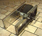 One wheel removed from the brackets